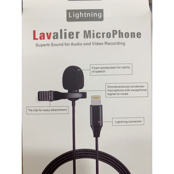 Micro thu âm, mic ghi âm kẹp cổ áo dành cho iphone, ipad có chân Lightning giúp livestream, quay video tiếng rõ ràng hơn