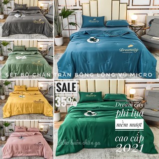 Bộ phi lụa dreamcity chăn trần 4 món cao cấp cho mùa xuân hè 2021