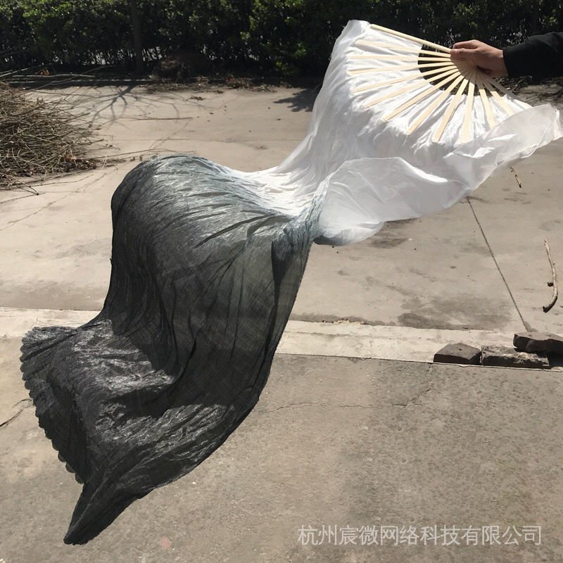 Quạt Múa Bụng Yangko Bằng Lụa Dài Màu Sắc Gradient