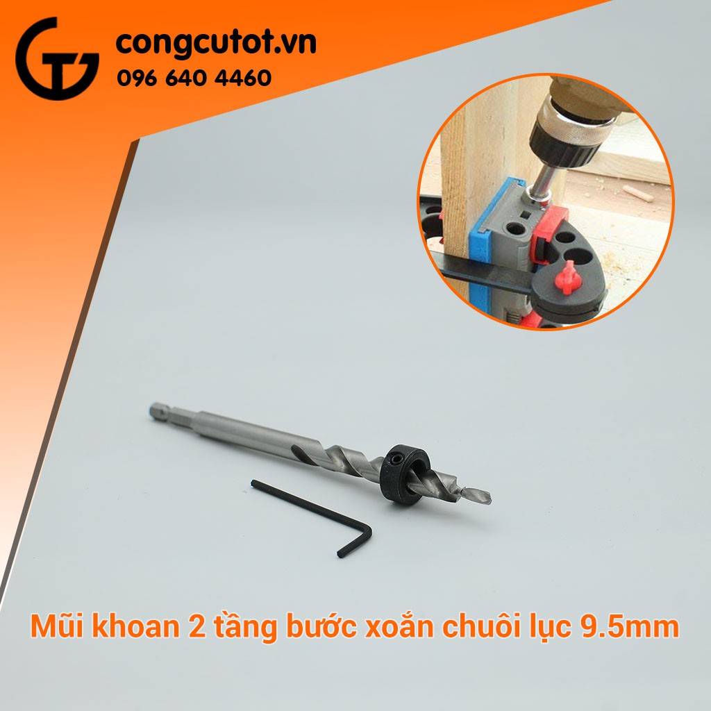 Mũi khoan 2 tầng trụ xoắn trắng chuôi lục 9.5mm