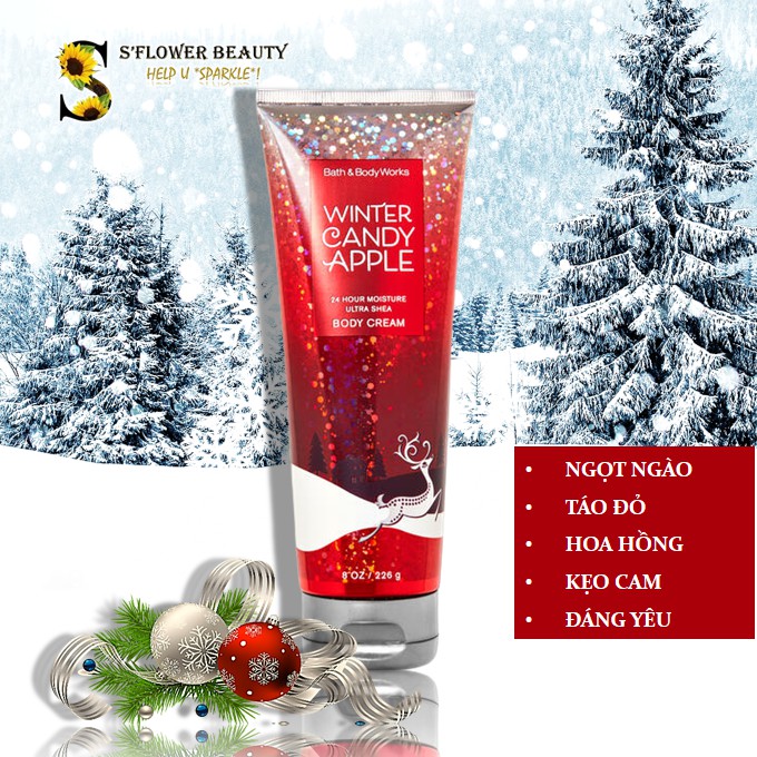 NOEL 2020  Kem Dưỡng Thể Lưu Hương Toàn Thân Bath &amp; Body Works - Twisted Peppermint | Winter Candy Apple | Vanilla Bean