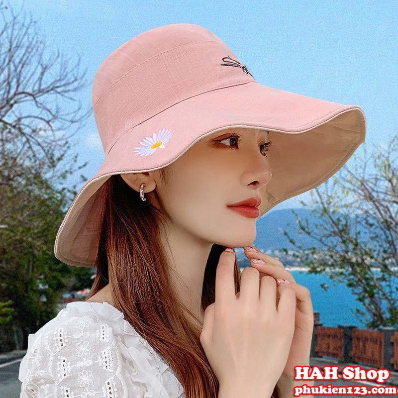 Mũ Hoa Cúc Tai bèo Hai Mặt Vành rộng chống tia UV phong cách Hàng Quốc hot trend 2021