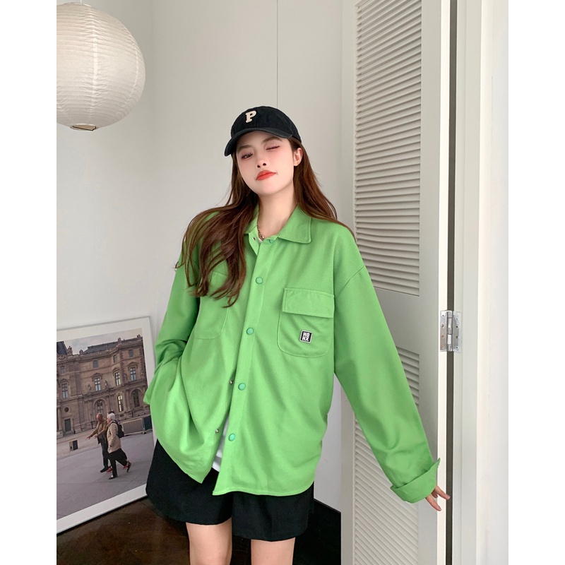 Áo Sơ Mi Tay Dài Dáng Rộng Phong Cách Hàn Quốc Thời Trang Cho Nữ