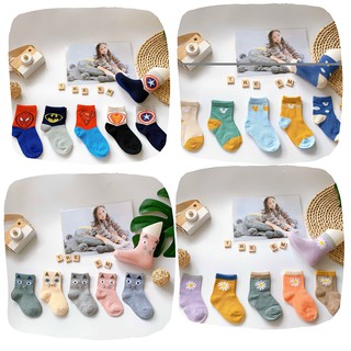 Set 5 Tất len cao cổ Cho Bé Trai Bé Gái In Hình Ngộ Nghĩnh Chất Cotton Xuất Âu ( có túi zip )