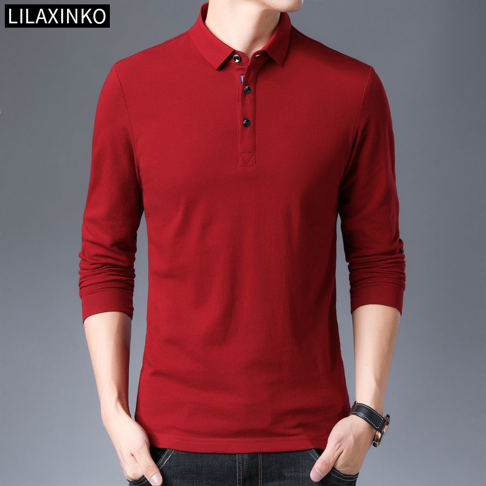 Áo Thun Polo Tay Dài Vải Cotton 3 Màu Thời Trang Thu Đông Cho Nam