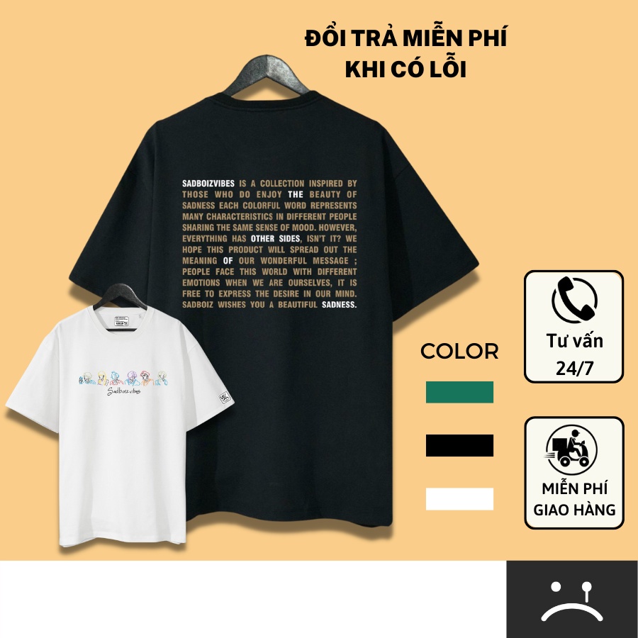 Áo Thun Tay Lỡ Sadboiz Sadboizvibes, Áo phông unisex Form rộng oversize, chất liệu Cotton - KKIM Shop