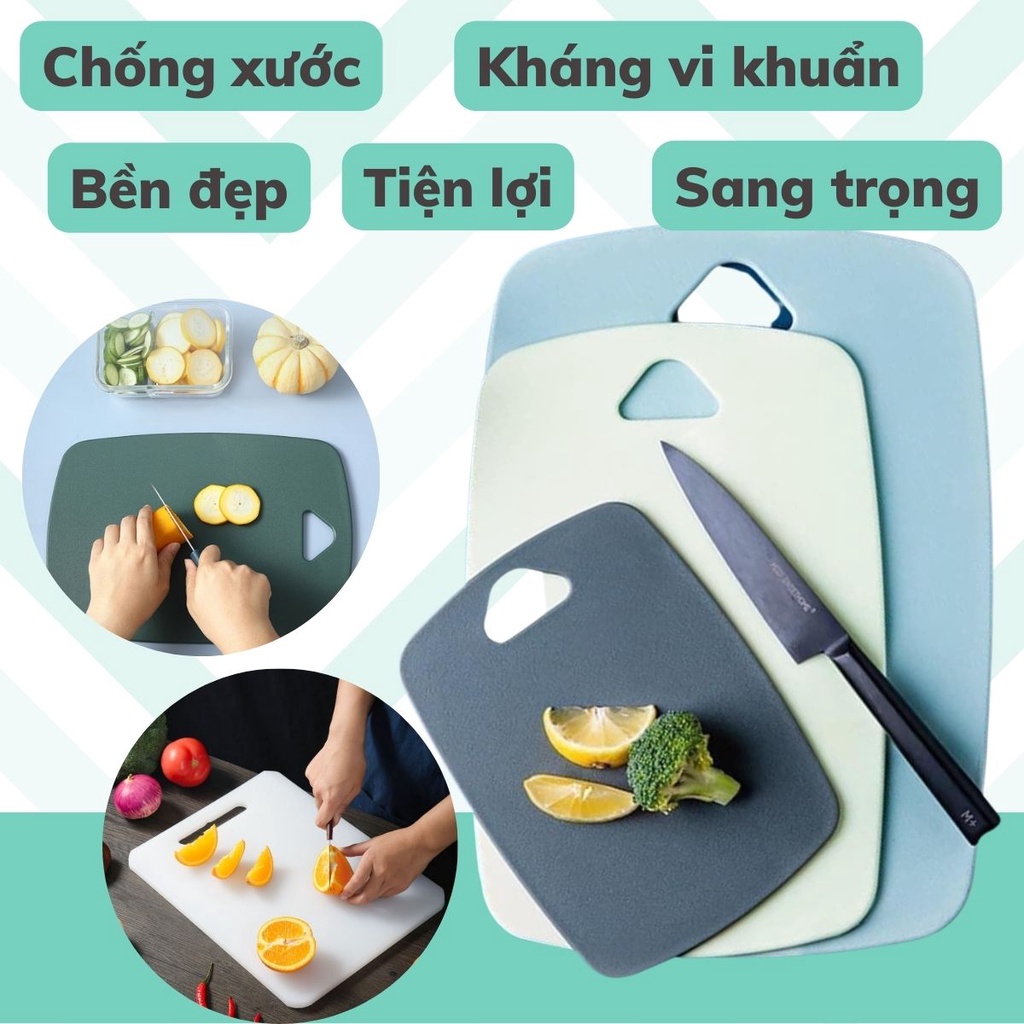 Thớt Nhựa kháng khuẩn - combo 3 thớt nhựa PP cao cấp chống nấm mốc decor nhà bếp tinh tế sang trọng hơn thớt gỗ nghiến