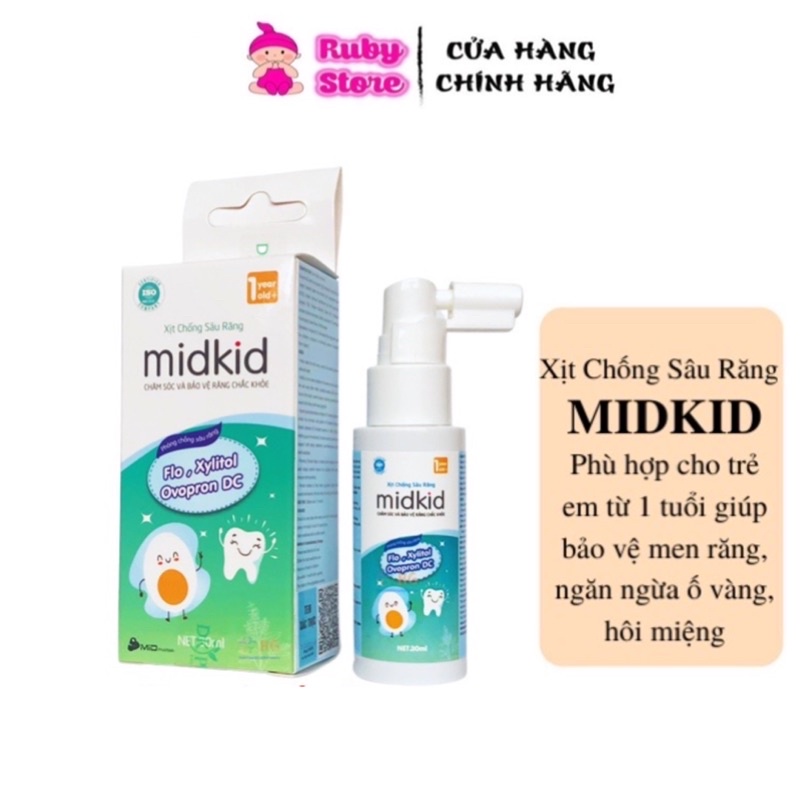 Xịt chống sâu răng Midkid cho trẻ từ 1 tuổi chính hãng