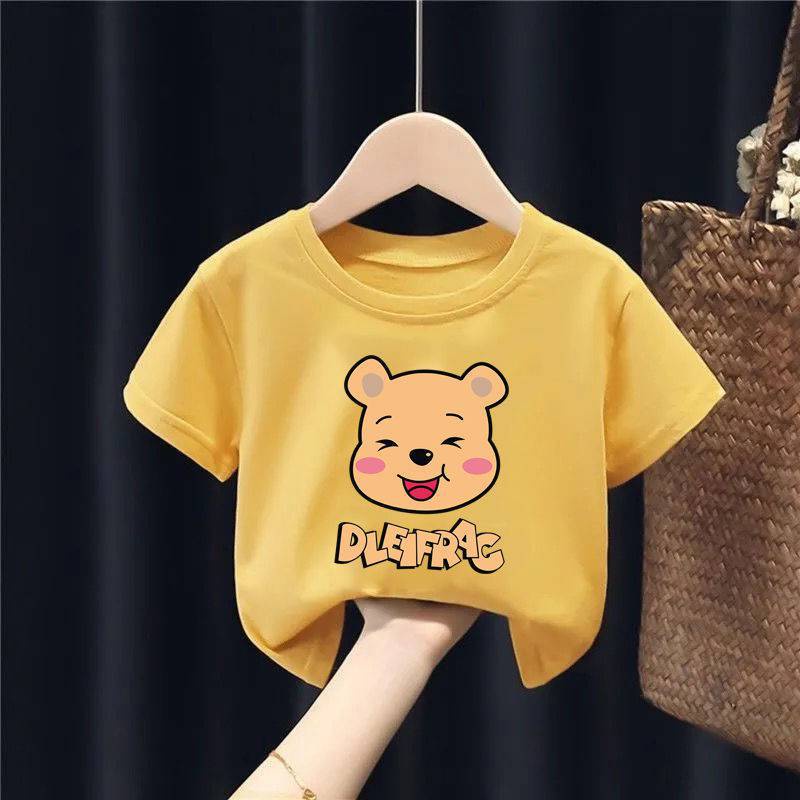 ÁO THUN CỘC TAY HÌNH GẤU POOL DỄ THƯƠNG CHO BÉ TRAI BÉ GÁI