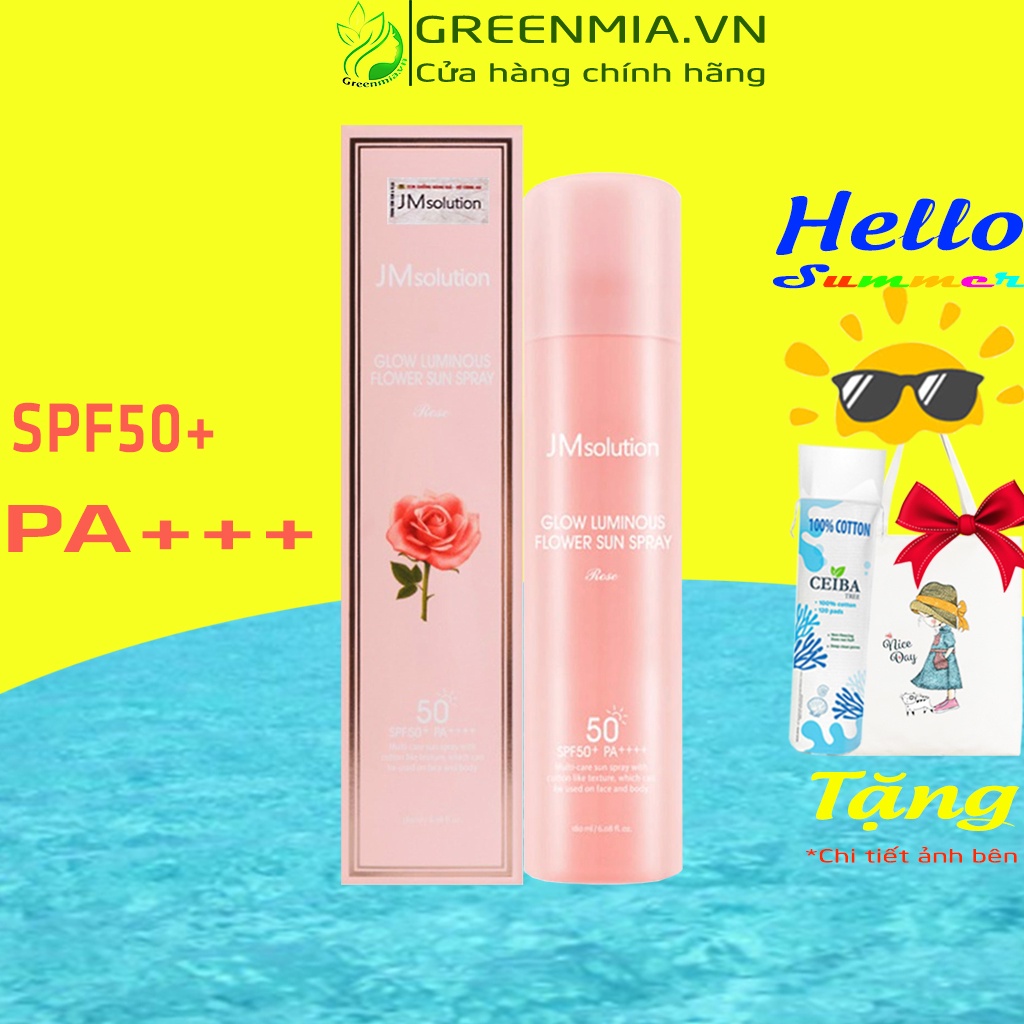 JMSOLUTION Xịt Chống Nắng Hoa Hồng JM Solution Glow Luminous SPF50+PA++180ml [NHẬP KHẨU CHÍNH HÃNG]