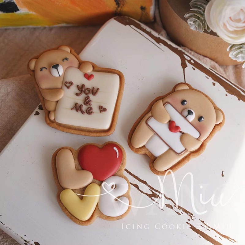 Bánh quy valentine gấu gấu Cupid thiên thần kem cookie dao hoạt hình 3D DIY bánh nướng và lò nướng bánh mì