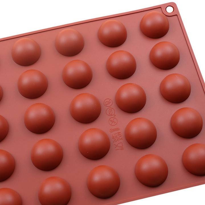 HCM - Khuôn silicon 35 viên nửa hình tròn đổ socola, thạch rau câu, kẹo dẻo