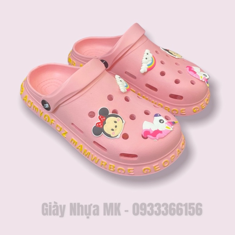 Dép sục nhựa nữ viền chữ siêu cute - Dép Cross Nữ tặng kèm 6 sticker đế đúc độn