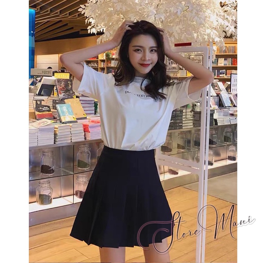 Chân váy xếp ly chân váy tennis xoè có lót trong chất tuyết mưa cạp lưng cao màu đen nâu trắng kem mặc đi chơi học làm