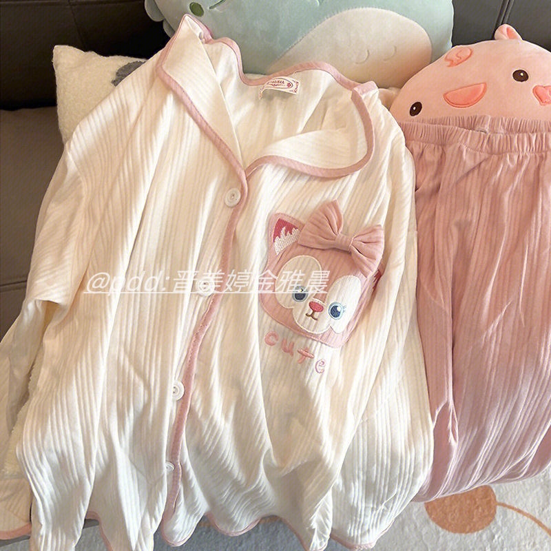 Bộ Đồ Ngủ Dài Tay Thiết Kế Mới Thời Trang Mùa Xuân Thu Dành Cho Nữ