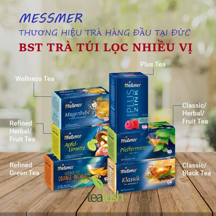 Trà túi lọc MESSMER của Đức nhiều vị