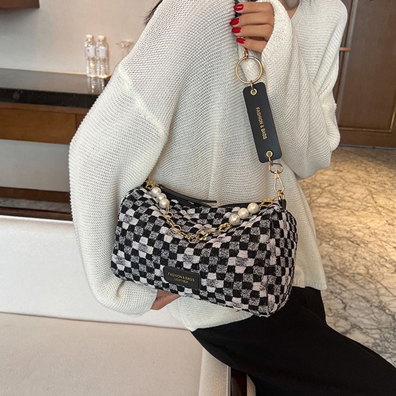 Túi đeo chéo IELGY cỡ nhỏ họa tiết sọc caro thời trang dễ phối đồ dành cho nữ