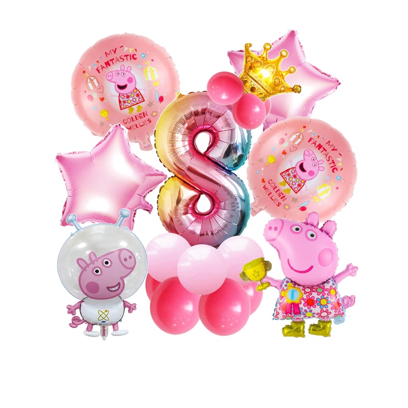 Bộ Bong Bóng Lá Nhôm Hình Heo Peppa Trang Trí Nội Thất Tiệc Sinh Nhật Cho Bé