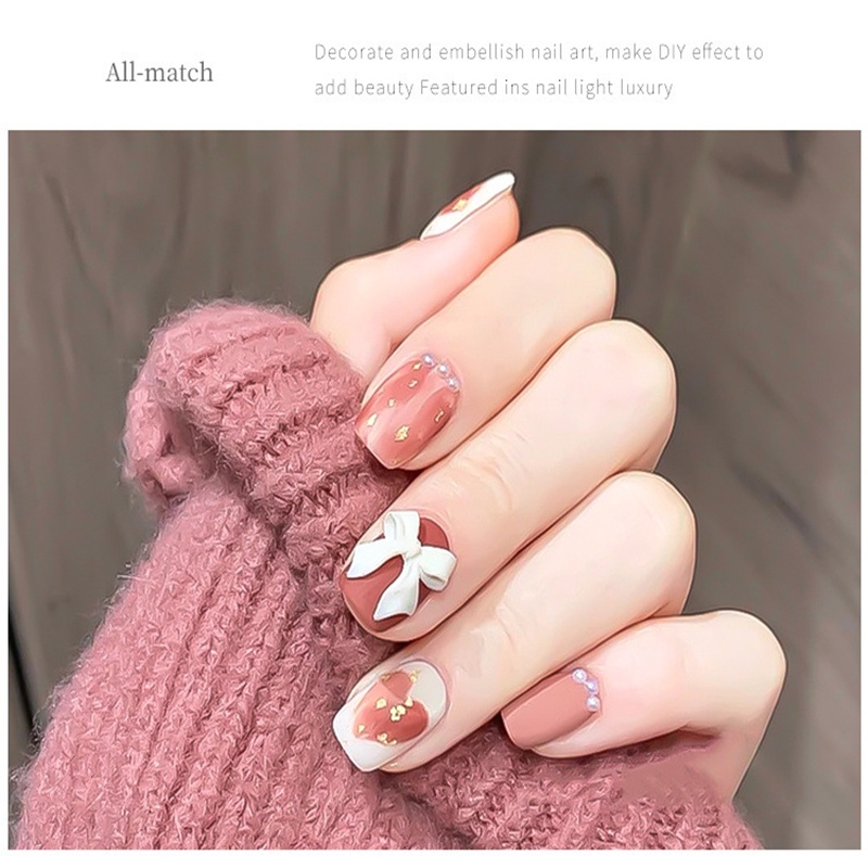 Miếng dán trang trí móng tay hình nơ năm mới DIY