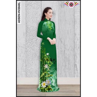ÁO Dài SEN IN HỌA TIẾT HOA SEN VÀ CÂY TRÚC
