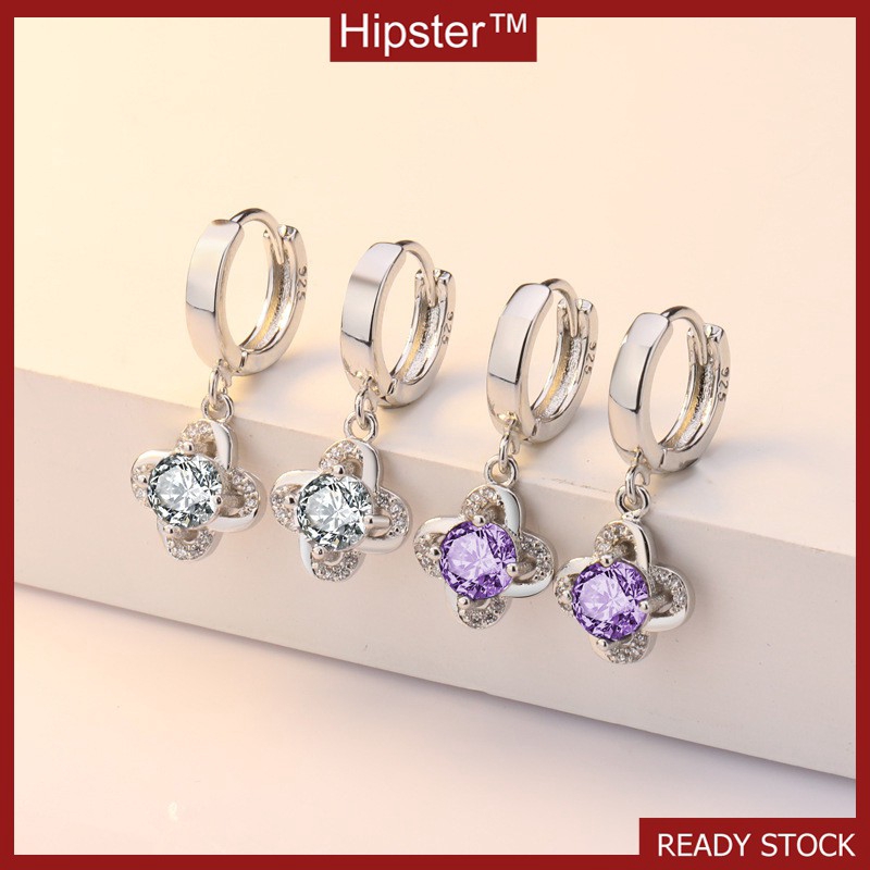 Bạc Tai Trang Sức Nữ Đơn Giản Của Bông Tai Bạc Phụ Kiện Cỏ May Mắn Theo Phong Cách Hàn Quốc