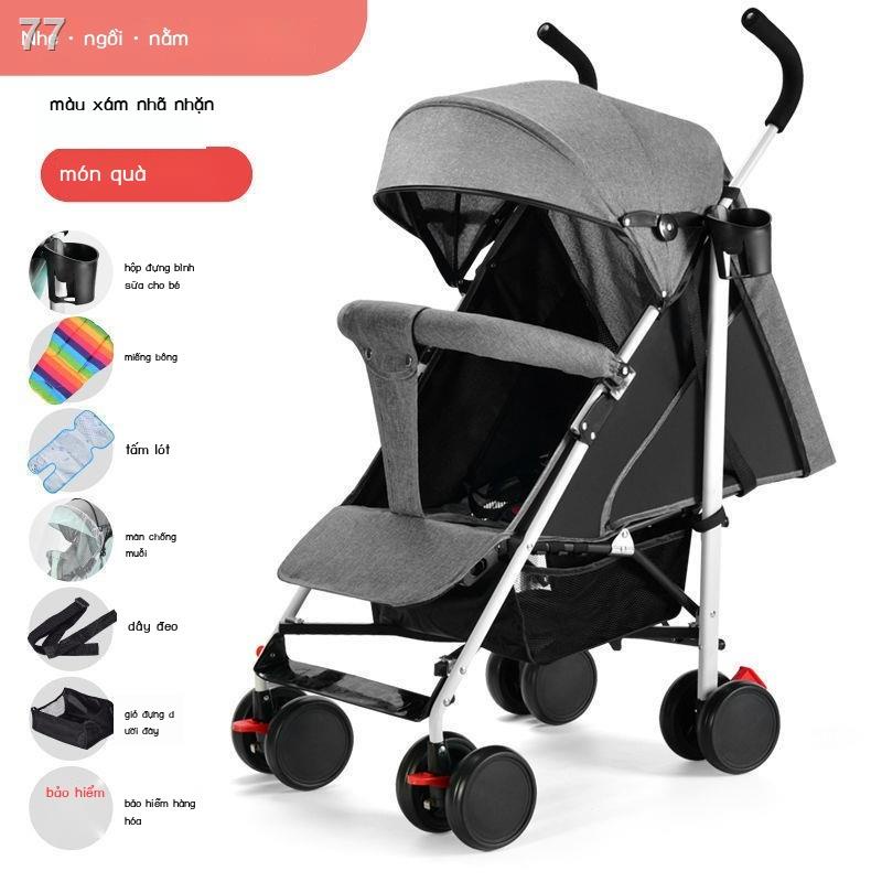Xe đẩy em bé siêu nhẹ di động có thể ngồi, nằm và gấp gọn đơn giản giúp đi chơi trong mùa hè