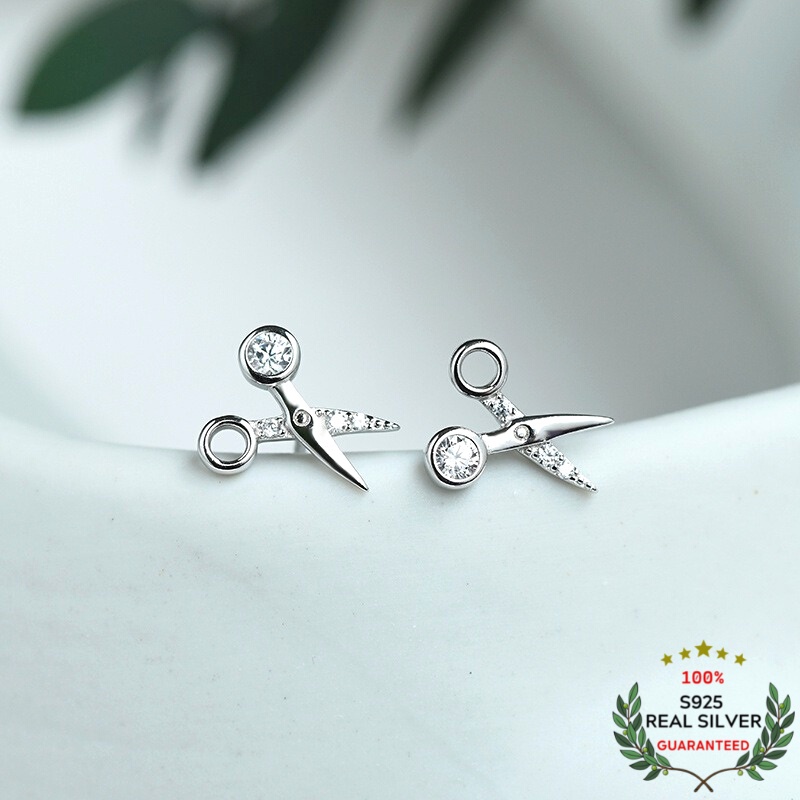 Bông Tai Bạc S925 Chiếc Kéo Nhí Scissor Dễ Thương | Khuyên Tai Nữ Trang Sức Bạc Thời Trang