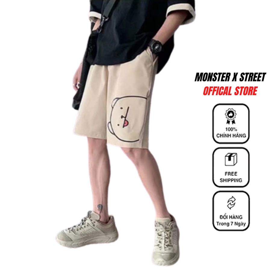 Quần Short Đùi BEAR unisex MONSTER X STREET Basic nam nữ thể thao oversize Hàn Quốc Ulzzang