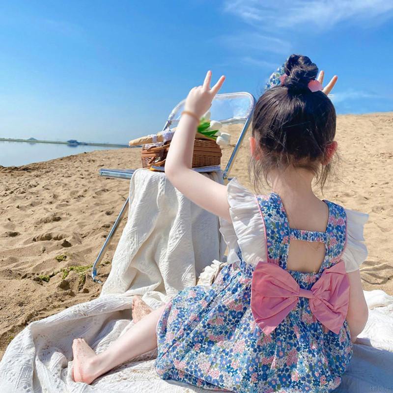 Đầm Hoa Hở Lưng Thắt Nơ Phong Cách Hàn Quốc Cho Bé Gái