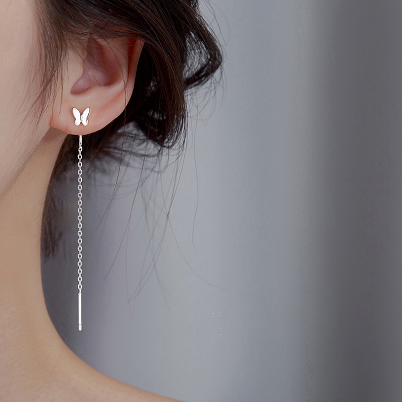 Đôi Bông Tai Bạc s925 Hình Bươm Bướm Thanh Lịch Dành Cho Nữ