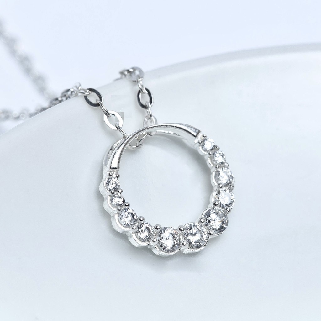 Dây chuyền nữ bạc ta mặt đính đá xinh xắn (ảnh thật cuối) vòng cổ nữ bạc thật s925 không đen - Mã TSJD08