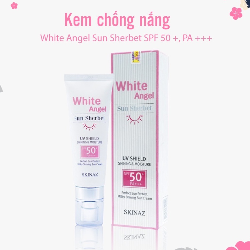 [GIÁ SỈ + TẶNG QUÀ] Kem chống nắng [CHÍNH HÃNG FREESHIP]  White Angel Sun Sherbet Skinaz - SPF 50 +, PA +++