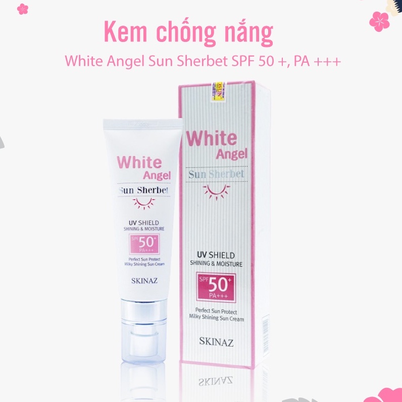 [GIÁ SỈ + TẶNG QUÀ] Kem chống nắng [CHÍNH HÃNG FREESHIP]  White Angel Sun Sherbet Skinaz - SPF 50 +, PA +++