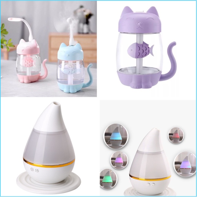 [XÃ KHO] MÁY PHUN SƯƠNG, TẠO ĐỘ ẨM HÌNH MÈO KÈM QUẠT, ĐÈN USB - HUMIDIFIER [HCM]