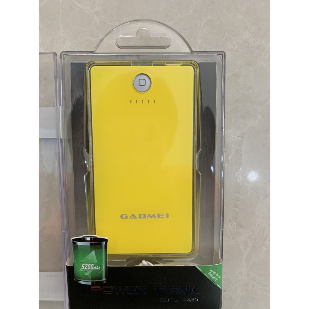 pin sạc dự phòng Gadmei Power Bank Elite 10000mAh P10 , 5200mAh p520