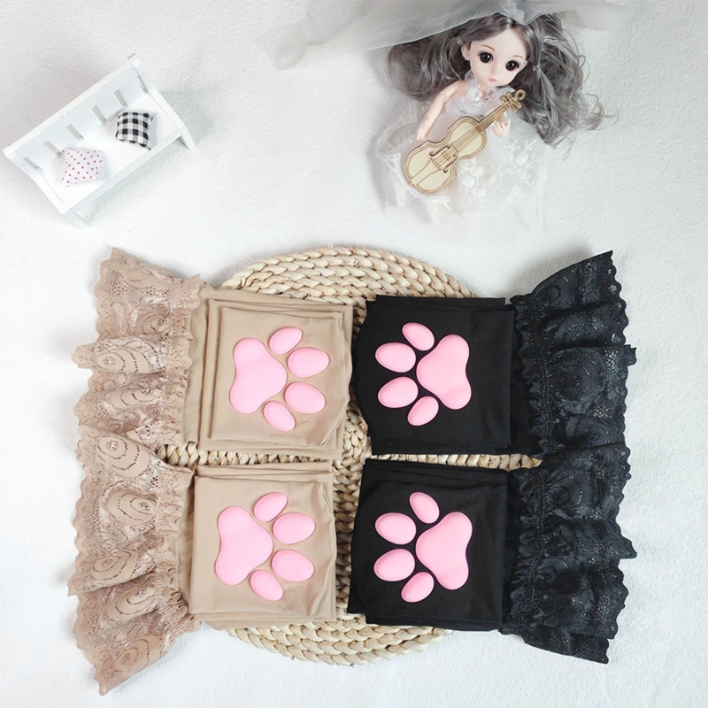 Tất Dài Hình Chân Mèo Phối Ren Phong Cách Lolita Gợi Cảm