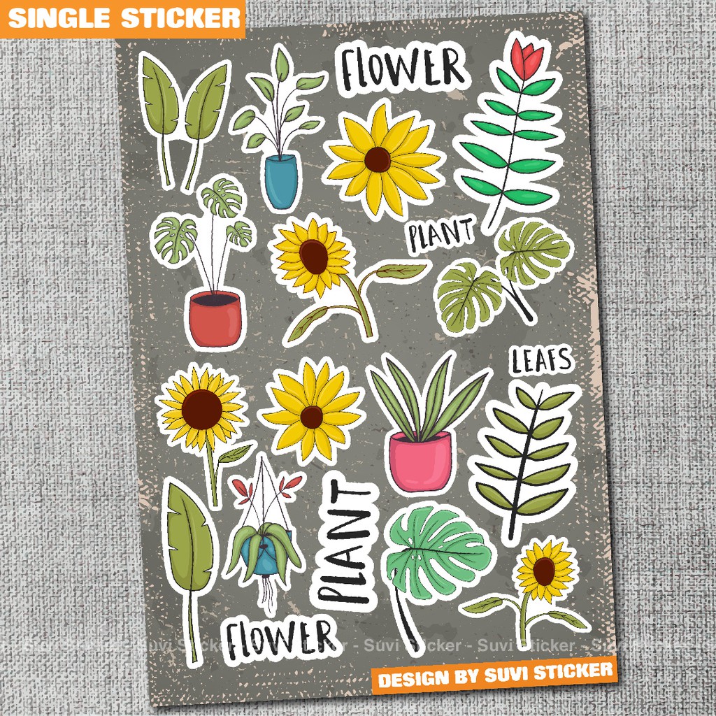 Single Sticker - Hình dán Plant chống nước sticker dán laptop, điện thoại, đàn guitar, mũ bảo hiểm, vali. SG18
