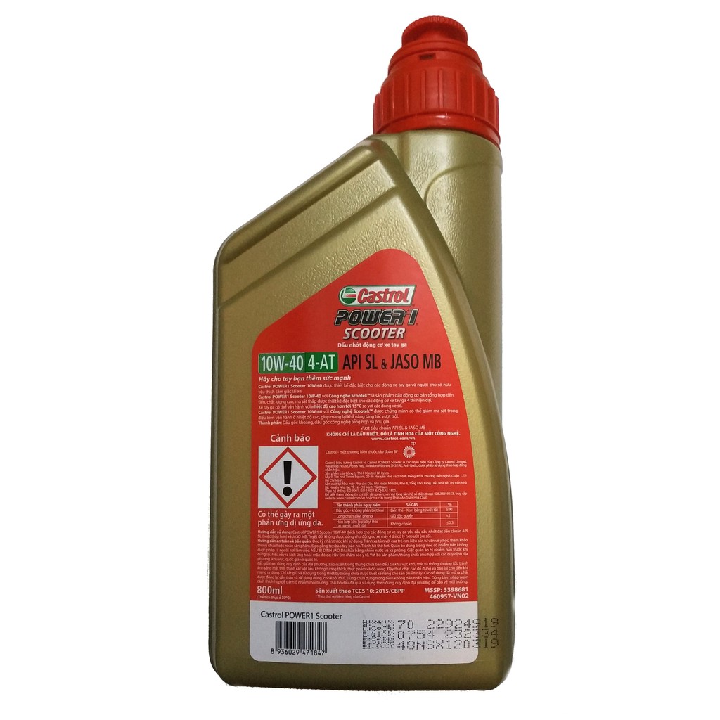 Dầu nhớt xe tay ga 0.8L CASTROL POWER1 SCOOTER 10W-40