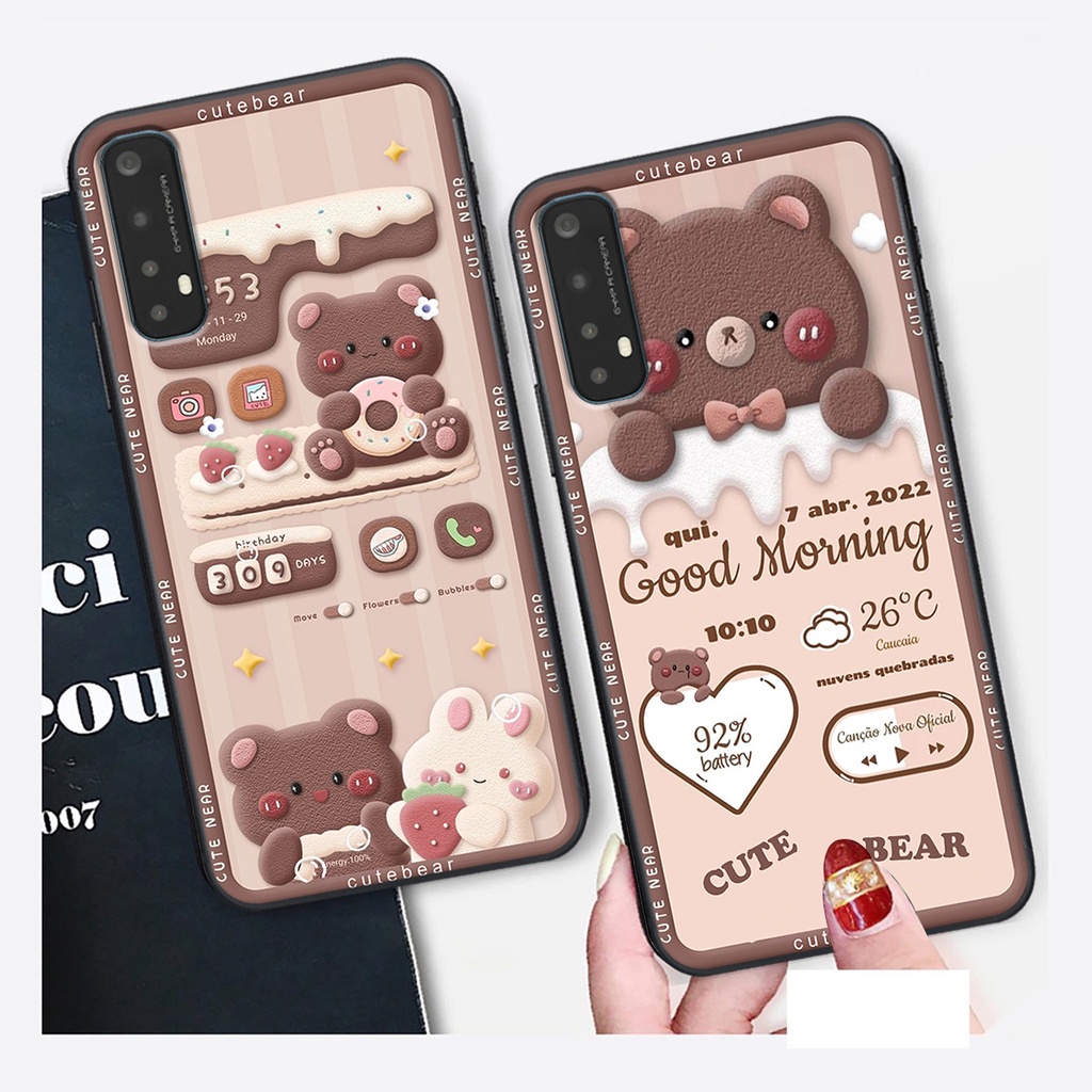 Ốp lưng Realme 7 in hình Gấu nâu - hồng, Gấu Be@rick  cực CUTE, DỄ THƯƠNG