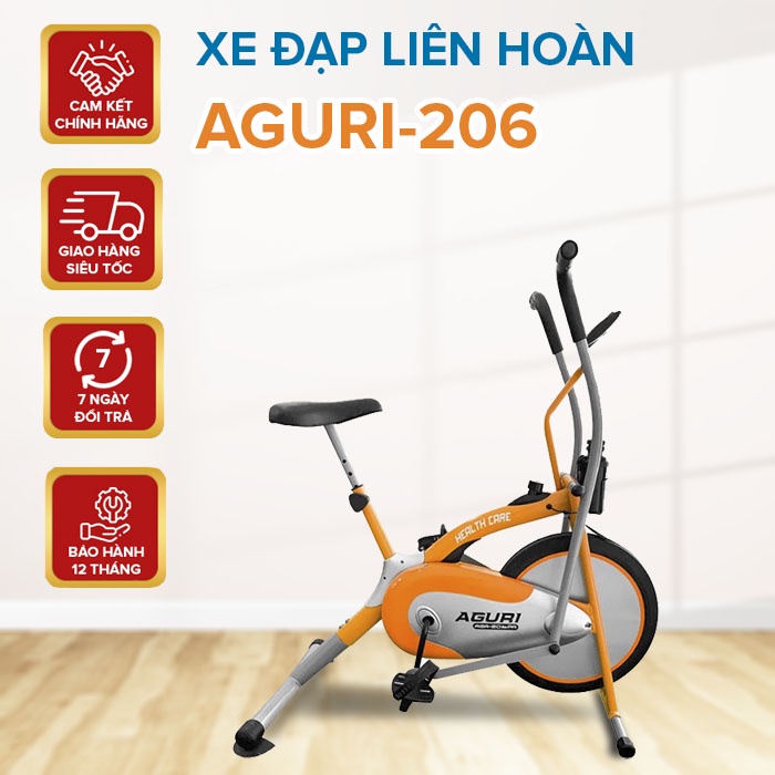 Xe đạp tập thể dục liên hoàn Aguri AGA-206PA ✅ Xe đạp tập xương khớp cho người già