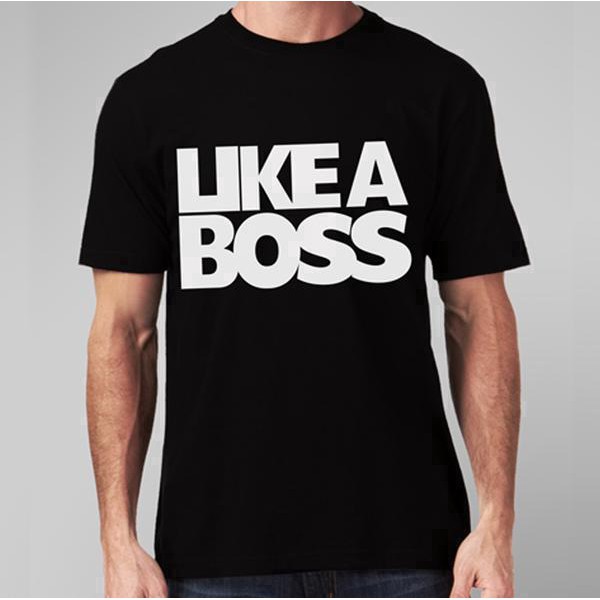 Áo thun nam in chữ LIKE A BOSS màu đen
