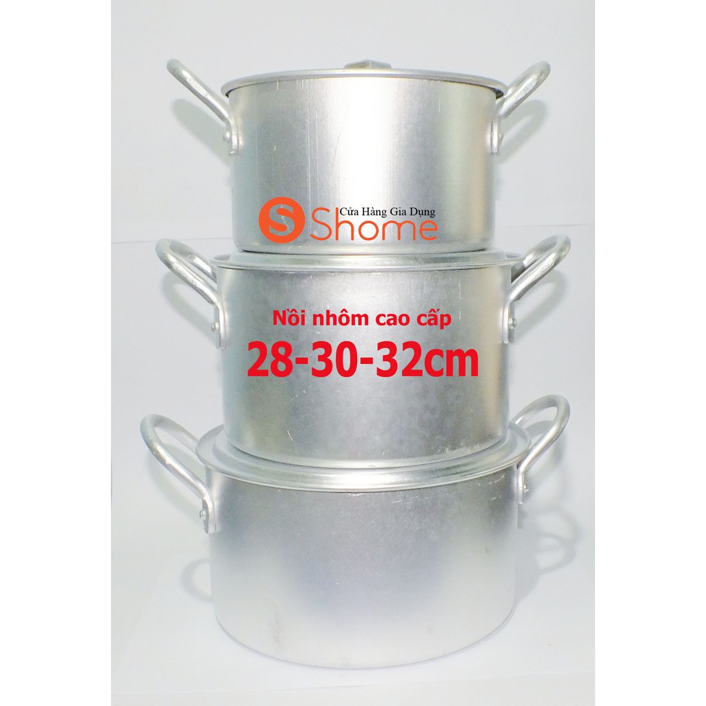 Bộ 3 nồi nhôm size 28 30 32cm (dày loại 1)