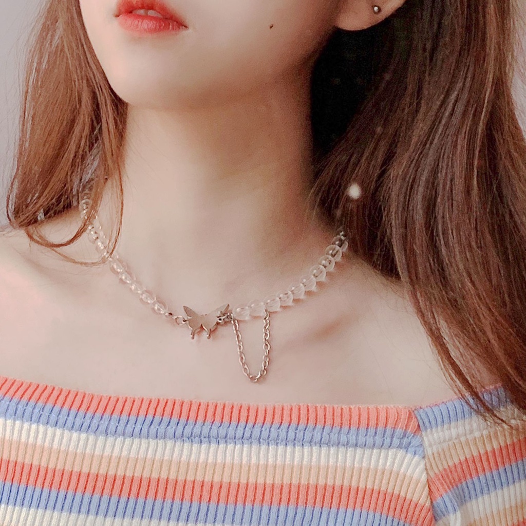 Vòng Cổ Kim Loại Mặt Hình Bướm Xinh Xắn Thời Trang Cho Nữ
