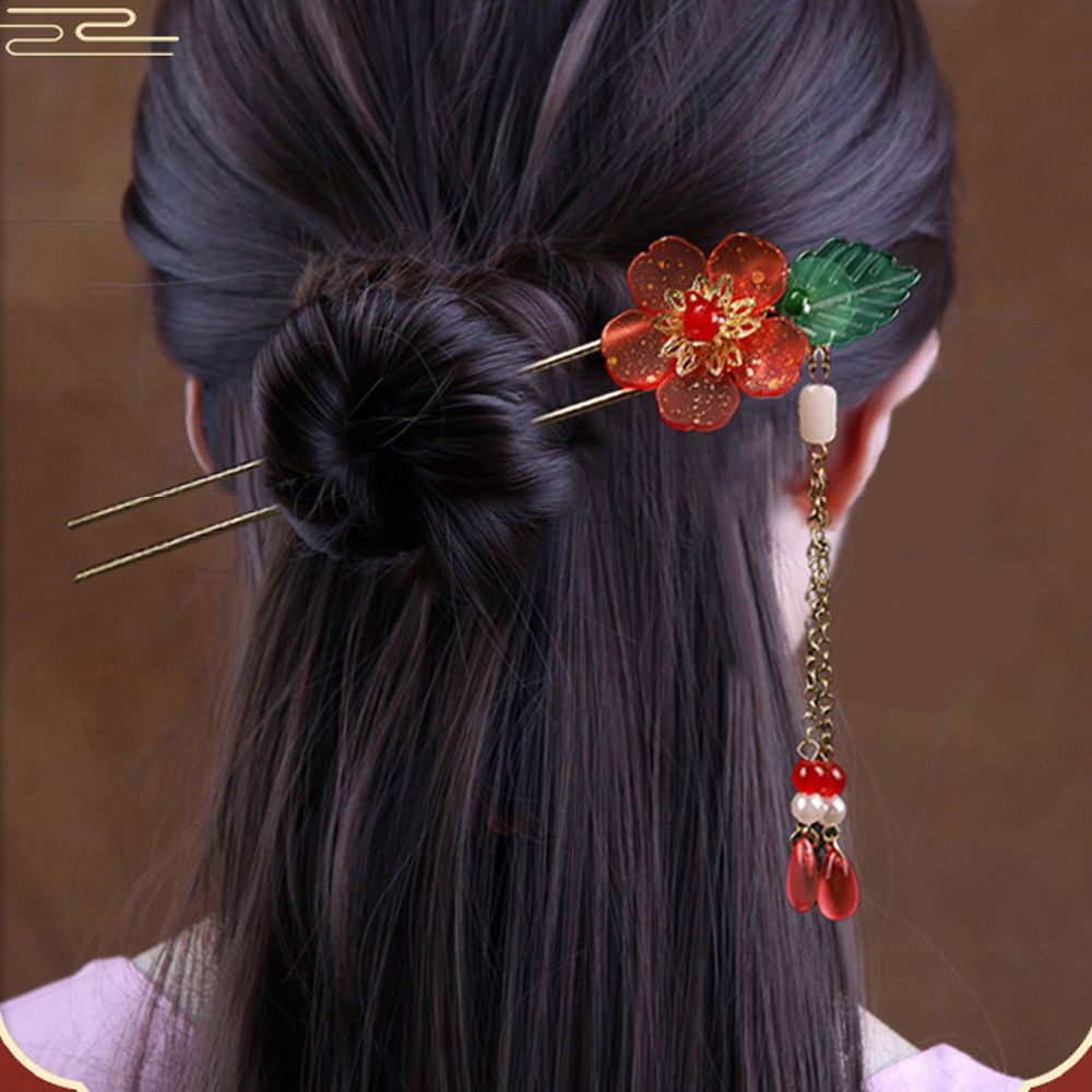 Trâm Cài Tóc Dáng Dài Đính Ngọc Trai Phối Tua Rua Phong Cách Hàn Quốc Cổ Điển Cho Nữ