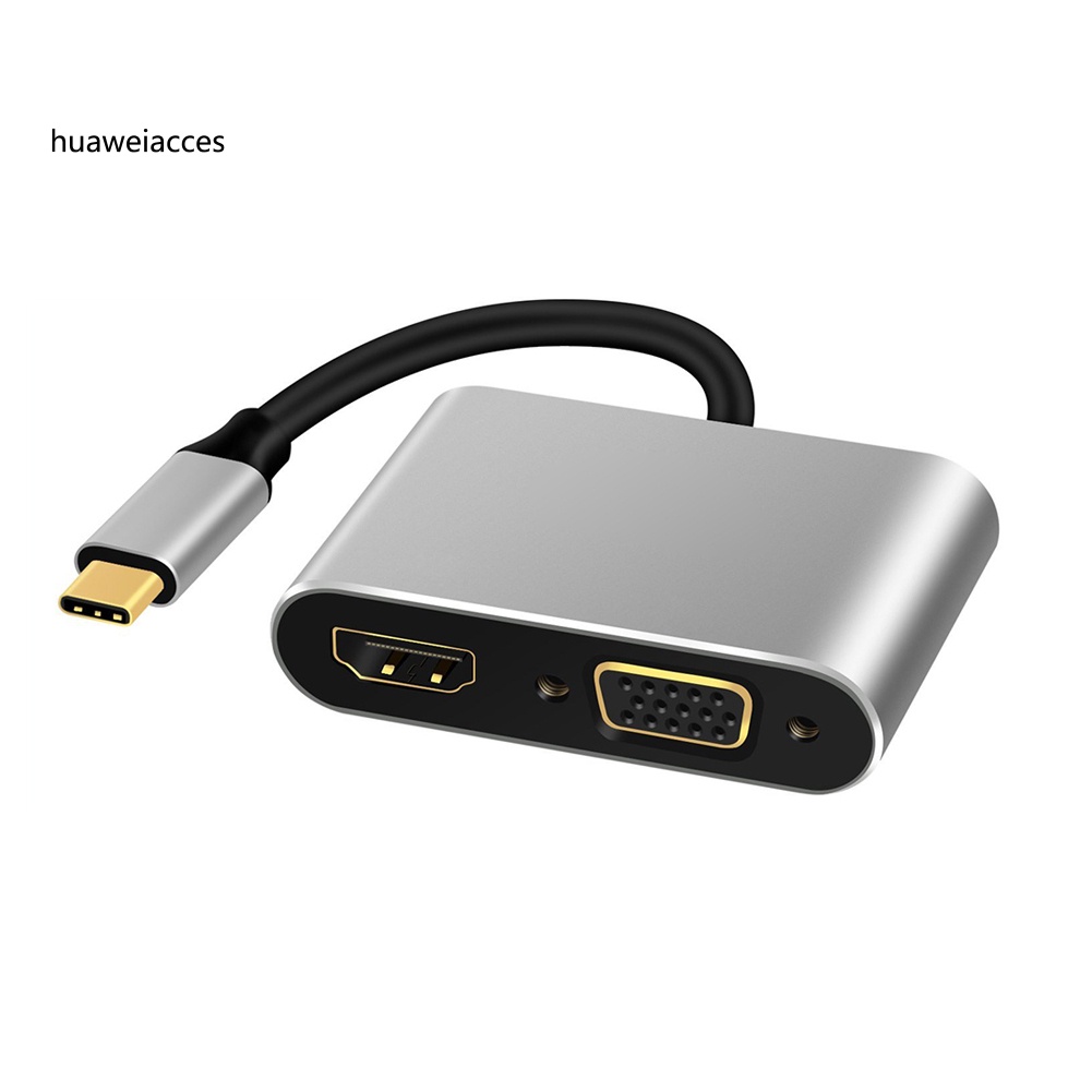 HUA USB 3.1 Type C to 4K HDMI-compatible VGA Hub Adapter Converter for Macbook Air Pro Laptop