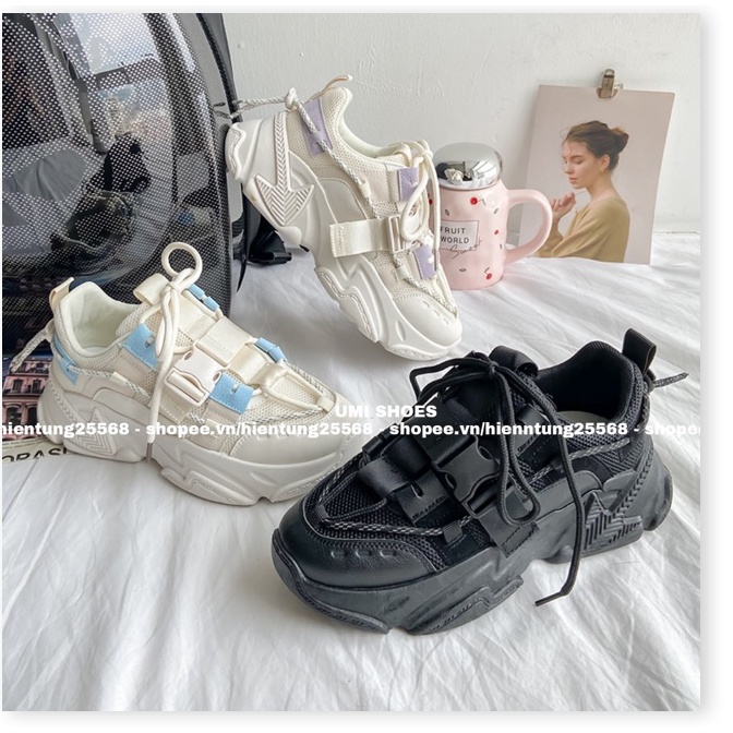 Giày thể thao nữ ulzzang khuy cài ngang mũi tên đế độn cao 5 cm đi học chơi cá