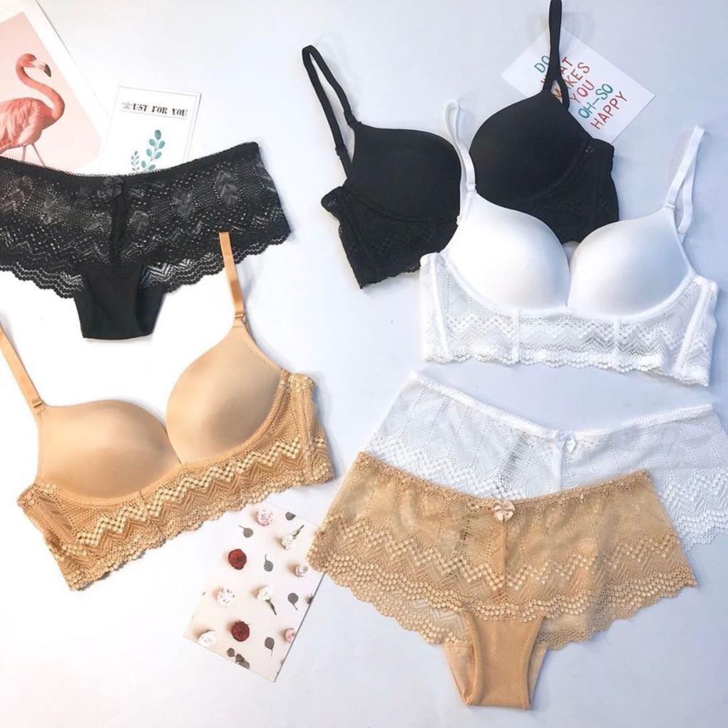 Bộ đồ lót PD không gọng mút nhẹ ren U - BL