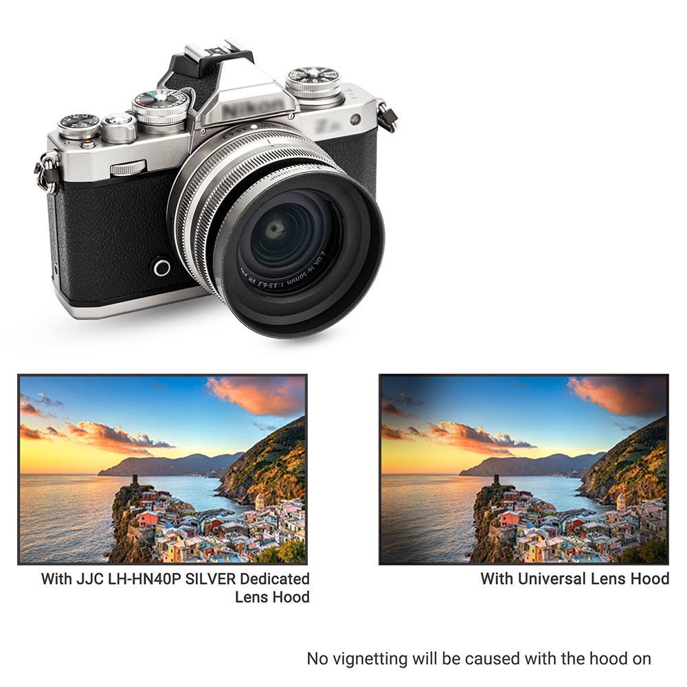 JJC HN-40 Loa Che Nắng Kim Loại Cho Nikon Nikkor Z DX 16-50mm F3.5-6.3 VR, Bộ Ống Kính Của Máy Ảnh Nikon Zfc Z50, Thay Thế Loa Che Nắng Nikon HN-40