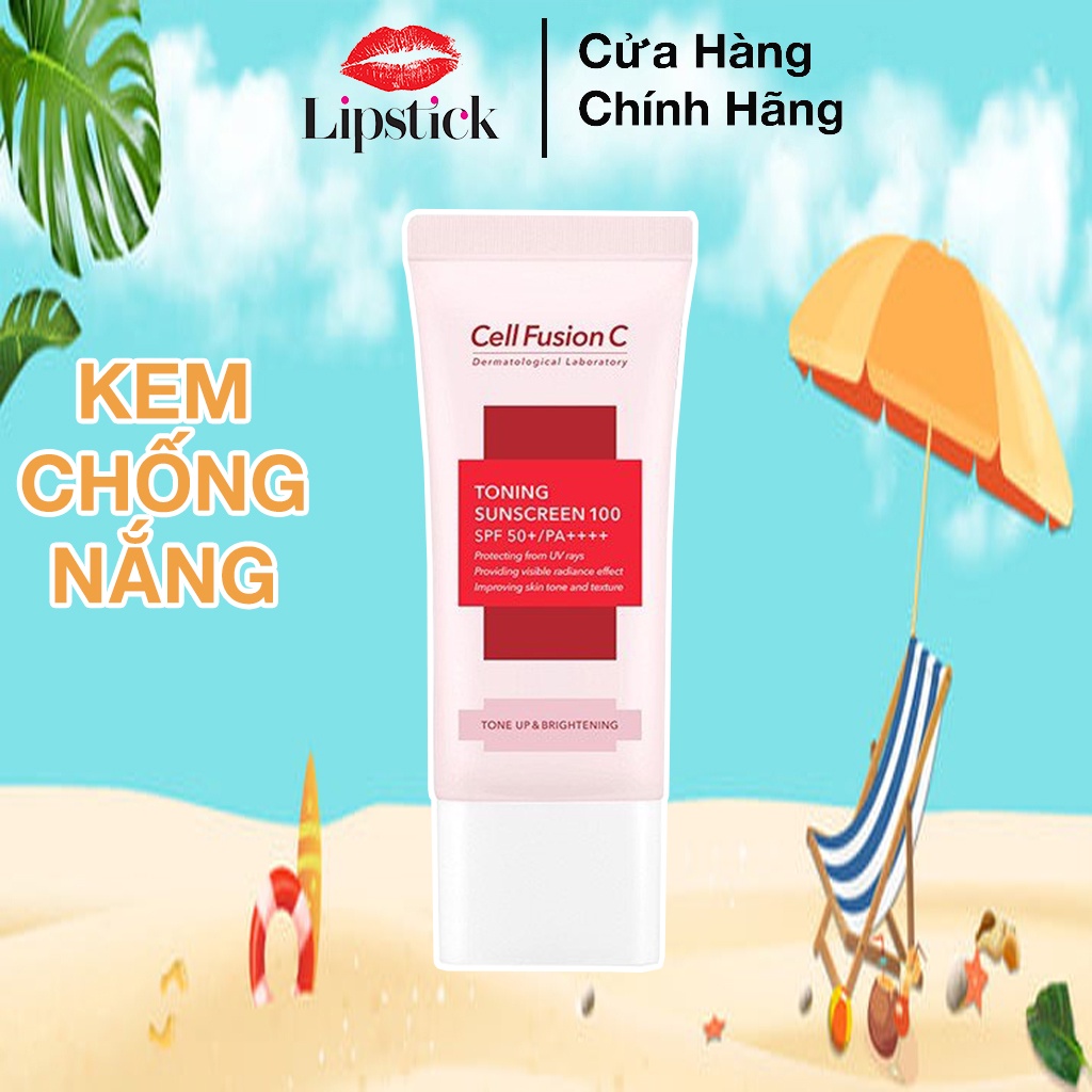 kem chống nắng Cell Fushion C, làm sáng và nâng tông da 50ml Toning Sunscreen 100 SPF50+ PA++++