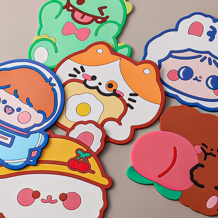 Tấm Silicon Lót Cốc Nhiều Hình Cute Ngộ Nghĩnh Miếng Để Cốc Ly Họa Tiết Xinh Xắn Cartoon D047